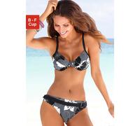 Bügel-Bikini LASCANA, Damen, Gr. 40, Cup E, grau (grau, bedruckt), Polyamid, floral, Bikini-Sets Bügel-Bikini, florales Design, Bikini-Hose mit Vordermieder, Hose mit Ziergürtel (550521-40) grau, bedr