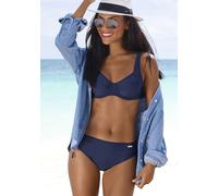 Bügel-Bikini LASCANA, Damen, Gr. 40, Cup G, blau (marine), Polyamid, unifarben, Bikini-Sets Bügel-Bikini, mit seitlich geraffter Bikinihose (59940713-40) marine