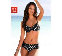 Bügel-Bikini LASCANA, Damen, Gr. 42, Cup C, schwarz-weiß (schwarz, weiß), Polyamid, bedruckt, Bikini-Sets Bügel-Bikini, mit Zier-Accessoires (447536-42) schwarz, weiß