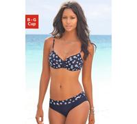 Bügel-Bikini LASCANA, Damen, Gr. 42, Cup D, blau (marine, weiß), Polyamid, gepunktet, Bikini-Sets Bügel-Bikini, mit einer schlichten Schlaufe zwischen den Cups (722921-42) marine, weiß