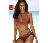 Bügel-Bikini S.OLIVER, Damen, Gr. 36, Cup G, rot (rot, braun), Polyamid, bedruckt, Bikini-Sets Bügel-Bikini, mit grafischem Druckdesign (16667342-36) rot, braun