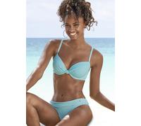 Bügel-Bikini S.OLIVER, Damen, Gr. 38, Cup B, grün (mint, weiß), Recycling-Polyamid, gestreift, Bikini-Sets Bügel-Bikini, in Knoten-Optik (38768268-38) mint, weiß