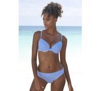 Bügel-Bikini S.OLIVER, Damen, Gr. 38, Cup D, blau (hellblau, weiß), Recycling-Polyamid, gestreift, Bikini-Sets Bügel-Bikini, in Knoten-Optik (63768624-38) hellblau, weiß