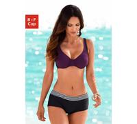 Bügel-Bikini S.OLIVER, Damen, Gr. 46, Cup B, bunt (schwarz, bordeaux), Polyamid, gestreift, unifarben, Bikini-Sets Bügel-Bikini, im Farbmix (622282-46) schwarz, bordeaux