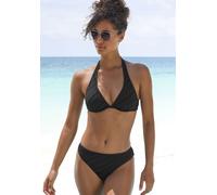 Bügel-Bikini S.OLIVER "Naila", Damen, Gr. 40, Cup E, schwarz, Microfaser, Polyamid, Strukturmuster, Bikini-Sets, mit Struktur (65608818-40) schwarz