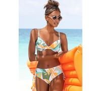 Bügel-Bikini SUNSEEKER "Allis", Damen, Gr. 40, Cup B, gelb (weiß, gelb), Microfaser, Microfaser, bedruckt, Bikini-Sets Bügel-Bikini, mit kleinen Zierringen am Top (19767433-40) weiß, gelb