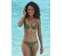 Bügel-Bikini-Top BRUNO BANANI "Milano", Damen, Gr. 36, Cup B, grün (oliv), Recycling-Polyamid, glänzend, unifarben, Bikini-Oberteile, mit kupferfarbener Paspel (93979854-36) oliv
