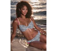 Bügel-Bikini-Top BUFFALO "Gio", Damen, Gr. 42, Cup F, schwarz-weiß (schwarz, weiß), Obermaterial: 83% Polyamid, 17% Elasthan. Futter: 100% Polyester, gemustert, bedruckt, Bikini-Oberteile, mit modisch