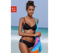 Bügel-Bikini-Top BUFFALO "Happy", Damen, Gr. 36, Cup D, schwarz, Microfaser, Polyamid, unifarben, Bikini-Oberteile, seitlich zu raffen (507597-36) schwarz