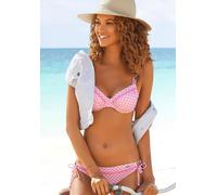 Bügel-Bikini-Top BUFFALO "Karo", Damen, Gr. 36, Cup G, rosa (rosa, kariert), Polyamid, kariert, Bikini-Oberteile, mit Zierborte (88302031-36) rosa, kariert