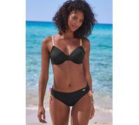 Bügel-Bikini-Top BUFFALO "Pop", Damen, Gr. 44, Cup E, schwarz, Obermaterial: 83% Polyamid, 17% Elasthan. Futter: 100% Polyester, unifarben, kontrastfarbene Details, Bikini-Oberteile, Mit kontrastfarbi