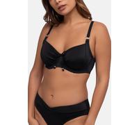Bügel-Bikini-Top DORINA "FIJI", Damen, Gr. 70, Cup F, schwarz, Obermaterial: 57% Polyester, 24% Polyamid, 19% Elasthan, unifarben, feminin, Bikini-Oberteile, Full Cup, Stoffraffung vorne (48107343-70)