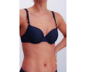 Bügel-Bikini-Top JOOP "Cortina", Damen, Gr. 40, Cup C, navy aop, Microfaser, Obermaterial: 83% Polyamid, 17% Elasthan, Bikini-Oberteile, Cornflower-Design, leicht wattiert (56024258-40) navy aop
