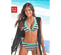 Bügel-Bikini-Top KANGAROOS "Anita", Damen, Gr. 44, Cup E, schwarz-weiß (schwarz, weiß), Microfaser, Polyamid, gestreift, kontrastfarbene Details, Bikini-Oberteile, im angesagten Blockstreifendesign (2