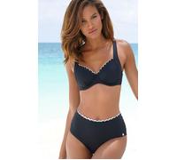 Bügel-Bikini-Top LASCANA "Camilla", Damen, Gr. 40, Cup F, schwarz, Polyamid, unifarben, Bikini-Oberteile, mit kontrastfarbenem Detail (40424910-40) schwarz