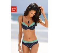 Bügel-Bikini-Top LASCANA, Damen, Gr. 36, Cup F, bunt (marine, türkis), Polyamid, gepunktet, gestreift, Bikini-Oberteile (83942839-36) marine, türkis
