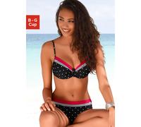 Bügel-Bikini-Top LASCANA, Damen, Gr. 36, Cup G, bunt (schwarz, rot), Polyamid, gepunktet, gestreift, Bikini-Oberteile, Topseller (49245734-36) schwarz, rot