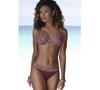 Bügel-Bikini-Top LASCANA "Holly", Damen, Gr. 42, Cup F, rot (bordeaux bedruckt), Recycling-Polyamid, bedruckt, Animalprint, Bikini-Oberteile, mit Animalprint (77386446-42) bordeaux bedruckt