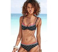 Bügel-Bikini-Top LASCANA "Kimer", Damen, Gr. 44, Cup E, schwarz (schwarz, bedruckt), Polyamid, bedruckt, gemustert, Bikini-Oberteile, mit modernem Print (38696703-44) schwarz, bedruckt