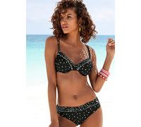 Bügel-Bikini-Top LASCANA "Leona" Gr. 46, Cup F, schwarz-weiß (schwarz, weiß) Damen Bikini-Oberteile (58040352-46) schwarz, weiß