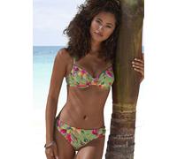 Bügel-Bikini-Top LASCANA "Malia", Damen, Gr. 38, Cup C, salbei, pink bedruckt, Microfaser, Polyamid, Microfaser, bedruckt, floral, Bikini-Oberteile, mit tropischem Print (70874304-38) salbei, pink bed