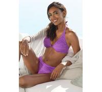 Bügel-Bikini-Top LASCANA "Omara", Damen, Gr. 42, Cup E, lila, Microfaser, Recycling-Polyamid, unifarben, modisch, Bikini-Oberteile, mit Lochstickerei (39024744-42) lila