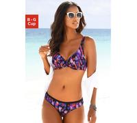 Bügel-Bikini-Top LASCANA "Sensation", Damen, Gr. 44, Cup E, bunt (schwarz, bedruckt), Polyamid, bedruckt, Bikini-Oberteile (10933708-44) schwarz, bedruckt