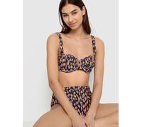 Bügel-Bikini-Top LSCN BY LASCANA "Lavista", Damen, Gr. 46, Cup D, schwarz (schwarz bedruckt), Recycling-Polyamid, bedruckt, gepunktet, Bikini-Oberteile Bügel-Bikini-Top, mit Balconette-Form (36637955-