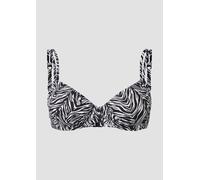 Bügel-Bikini-Top S.OLIVER "Kanto", Damen, Gr. 38, Cup E, schwarz-weiß (schwarz, weiß), Microfaser, Recycling-Polyamid, Animalprint, bedruckt, Bikini-Oberteile, im Animal-Design (19953607-38) schwarz, 