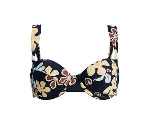 Bügel-Bikini-Top ROXY "Nostalgic Feel Underwire Dcup", Damen, Gr. L, Cup B, anthrazit nostalgic feels ful, Obermaterial: 85% Microfaser, 15% Elasthan;, Bikini-Oberteile (23444424-L) anthrazit nostalgi