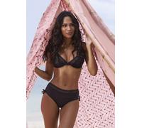 Bügel-Bikini-Top S.OLIVER "Aiko", Damen, Gr. 36, Cup B, schwarz, Microfaser, Microfaser, Polyamid, unifarben, Bikini-Oberteile, mit Häkeloptik (15498418-36) schwarz