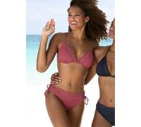 Bügel-Bikini-Top S.OLIVER "Aiko", Damen, Gr. 36, Cup C, rot (rostrot), Microfaser, Microfaser, Polyamid, unifarben, Bikini-Oberteile, mit Häkeloptik (47027230-36) rostrot