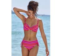 Bügel-Bikini-Top S.OLIVER "Fun", Damen, Gr. 36, Cup D, pink (pink bedruckt), Recycling-Polyamid, gestreift, Bikini-Oberteile, im trendigen Streifen-Design (26311816-36) pink bedruckt