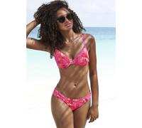 Bügel-Bikini-Top S.OLIVER "Jayce", Damen, Gr. 38, Cup B, rosa (pfirsich bedruckt), Recycling-Polyamid, bedruckt, Bikini-Oberteile, mit goldfarbigen Zierringen (63451315-38) pfirsich bedruckt