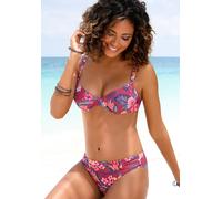 Bügel-Bikini-Top S.OLIVER "Marika", Damen, Gr. 36, Cup D, rot (rostrot, bedruckt), Microfaser, Microfaser, Polyamid, bedruckt, floral, Bikini-Oberteile, mit kleinen Zierringen (79415856-36) rostrot, b