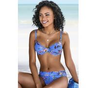 S.OLIVER Bikini Oberteil Damen in blumendruck blau, Größe 40 / D