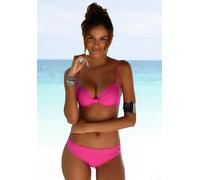 Bügel-Bikini-Top S.OLIVER "Spain", Damen, Gr. 42, Cup C, pink, Microfaser, Microfaser, unifarben, Bikini-Oberteile, mit geraffter Mitte, Topseller (722380-42) pink