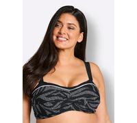 Bügel-Bikini-Top SHEEGO, Damen, Gr. 42, Cup D, schwarz-weiß (schwarz, weiß, bedruckt), Elasthan, Polyamid, Bikini-Oberteile (36740351-42) schwarz, weiß, bedruckt