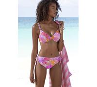 Bügel-Bikini-Top SUNSEEKER "Butterfly", Damen, Gr. 36, Cup C, lila (lila, orange), Microfaser, Polyamid, bedruckt, Bikini-Oberteile, mit Schmetterling-Design (74164304-36) lila, orange