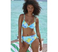 Bügel-Bikini-Top SUNSEEKER "Butterfly", Damen, Gr. 38, Cup E, blau (blau, grün), Microfaser, Polyamid, bedruckt, Bikini-Oberteile, mit Schmetterling-Design (64822051-38) blau, grün