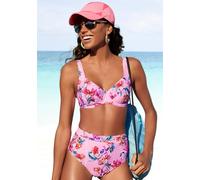 Bügel-Bikini-Top SUNSEEKER "Modern", Damen, Gr. 44, Cup F, rosa (rosa, bedruckt), Polyamid, bedruckt, floral, Bikini-Oberteile, in kompakterer Form, Topseller (96660312-44) rosa, bedruckt