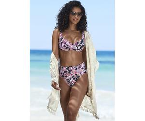 Bügel-Bikini-Top SUNSEEKER "Palina", Damen, Gr. 40, Cup G, schwarz (schwarz bedruckt), Recycling-Polyamid, Paisleymuster, Bikini-Oberteile, im Paisley Druck (13162268-40) schwarz bedruckt