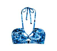 Bügel-Bikini-Top TRIUMPH "Midnight Swim Bandeau", Damen, Gr. 38, Cup C, blau (blau combination), Microfaser, Obermaterial: 82% Polyamid, 18% Elasthan, Bikini-Oberteile, weich und glänzend (84942229-38