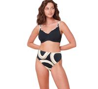Bügel-Bikini-Top TRIUMPH "Summer Allure W sd 01", Damen, Gr. 38, Cup D, schwarz, Microfaser, Elasthan, Recycling-Polyamid, unifarben mit Farbeinsätzen, Bikini-Oberteile Bügel-Bikini-Top, Minimizer - v