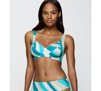Bügel-Bikini-Top TRIUMPH "Summer Mix & Match W 01 pt", Damen, Gr. 48, Cup C, blau (blau, light combination), Microfaser, Obermaterial: 80% Polyamid, 20% Elasthan, Bikini-Oberteile, Power Mesh für größ