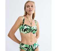 Bügel-Bikini-Top TRIUMPH "Summer Palm DP", Damen, Gr. 36, Cup C, grün (grün combination), Microfaser, Obermaterial: 55% Polyamid, 45% Elasthan, Bikini-Oberteile, weich und formend (51135742-36) grün c