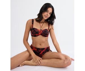 Bügel-Bikini-Top TRIUMPH "Summer Palm DP", Damen, Gr. 44, Cup B, rot (braun, schwarz combination), Microfaser, Obermaterial: 55% Polyamid, 45% Elasthan, Bikini-Oberteile, weich und formend (31493557-4