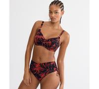 Bügel-Bikini-Top TRIUMPH "Summer Palm W 01", Damen, Gr. 46, Cup G, braun, schwarz combination, Microfaser, Obermaterial: 55% Polyamid, 45% Elasthan, Bikini-Oberteile, Minimizer - verkleinert die Brust