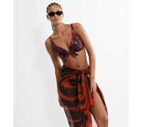 Bügel-Bikini-Top TRIUMPH "Summer Palm W", Damen, Gr. 38, Cup F, rot (braun, schwarz combination), Microfaser, Obermaterial: 55% Polyamid, 45% Elasthan, Bikini-Oberteile, weich und formend (45484335-38