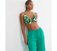 Bügel-Bikini-Top TRIUMPH "Summer Palm W", Damen, Gr. 46, Cup B, grün (grün combination), Microfaser, Obermaterial: 55% Polyamid, 45% Elasthan, Bikini-Oberteile, weich und formend (15777762-46) grün co